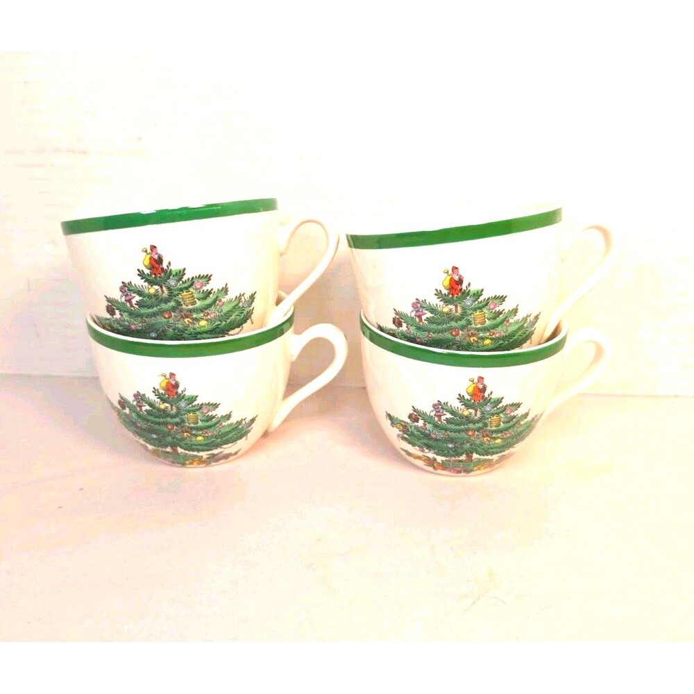 Vintage Set Of 4 Spode Christmas Tree Tea Cups S3324 England